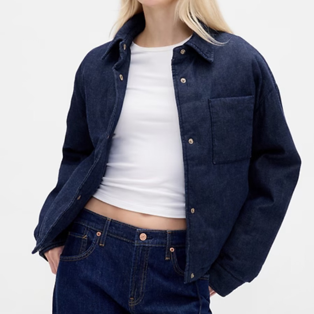 TALL NWT GAP DENIM PUFFER JACKET